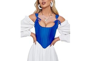 Dreay Womens Vintage Asymmetrical Hem Overbust Corset Tie Front Lace-up Back Bustier Shapewear Top