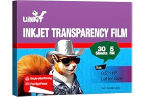 Transparency Film Inkjet 8.5x11 Inches 30 Sheets 100% Clear Silk Screen Printing Color Quick-Dry Universal OHP Overhead Proje