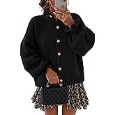 MEROKEETY Women's Fall 2026 Chunky Cardigan Sweaters Trendy Ruffle Button Down Long Sleeve Casual Knit Coat Winter Clothes