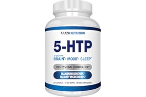 5-HTP 200 MG Plus Calcium for Mood, Sleep – Supports Calm and Relaxed Mood – 99% High Purity – 120 Capsules – Arazo Nutrition