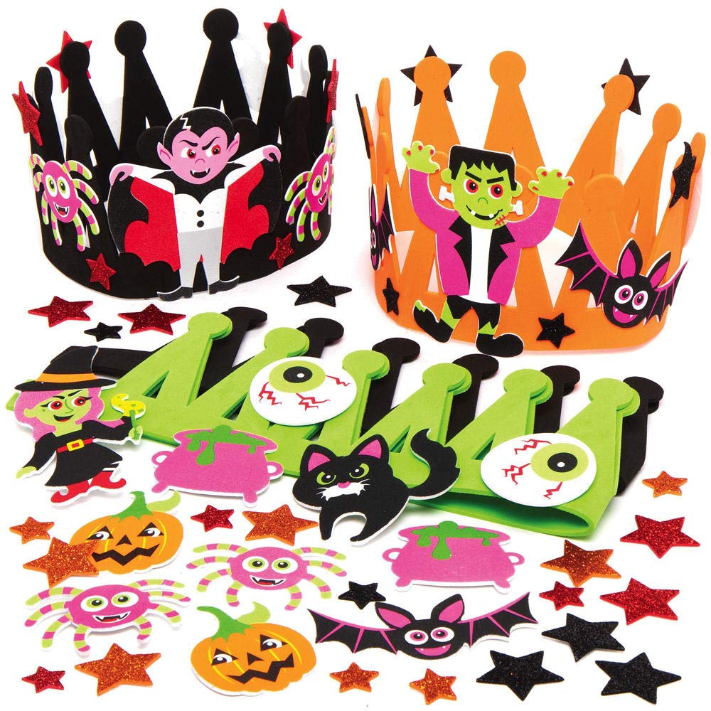 Baker Ross AX255 Halloween Crown Craft Kits - Pack of 3, Halloween Party Activities for Kids or for a Spooky Party