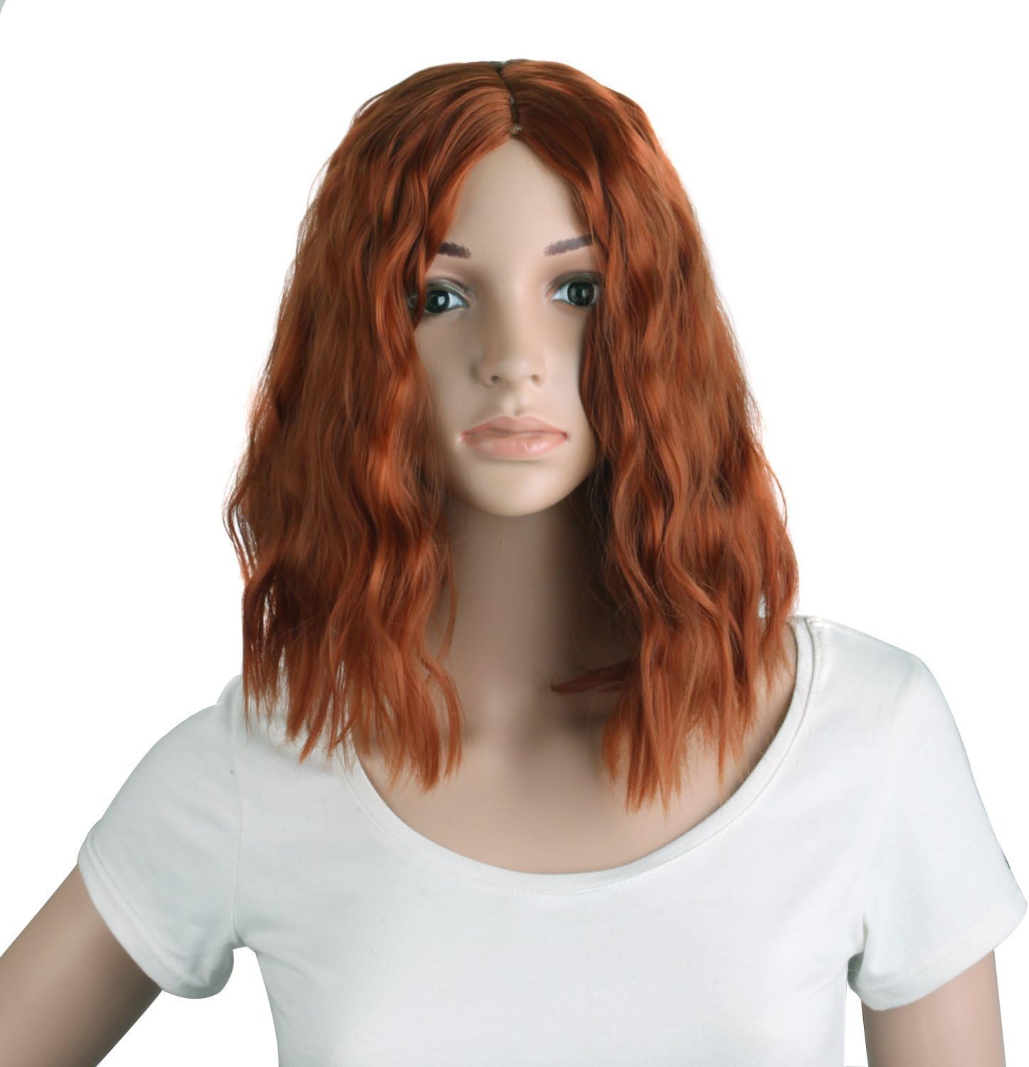 MapofBeauty 14"/35cm Sexy Charms Side Bangs Women Short Small Curly Cosplay And Daily Use Wigs (Red Bronze)