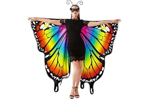 Tibeha Halloween Butterfly Wings for Women - Double-Sided Printing Costume Adult Cape with Mask and Antenna Headband