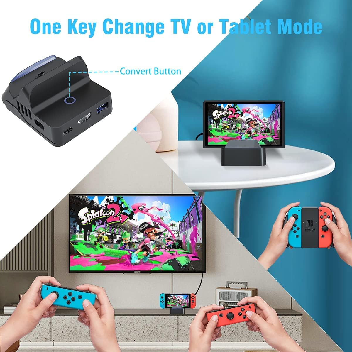 Switch TV Docking Station for Nintendo Switch/OLED, Portable Switch TV Dock Support 1080P HDMI Adapter, Replacement Switch OLED Dock with USB 3.0 Port Travel Dock