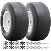 13” Solid Tires, Flat Free 13x6.50-6” Wheels with 3/4” Axle Bore Hole and Double Sealed Bearings Compatible with Hand Truck Wheelbarrow Tire Lawn Mower Tires (White, 2PCS) P-100