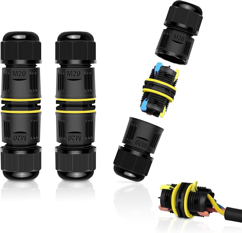 NineLeaf 3PK M20 Outdoor Waterproof Electrical Junction Box Cable Connector