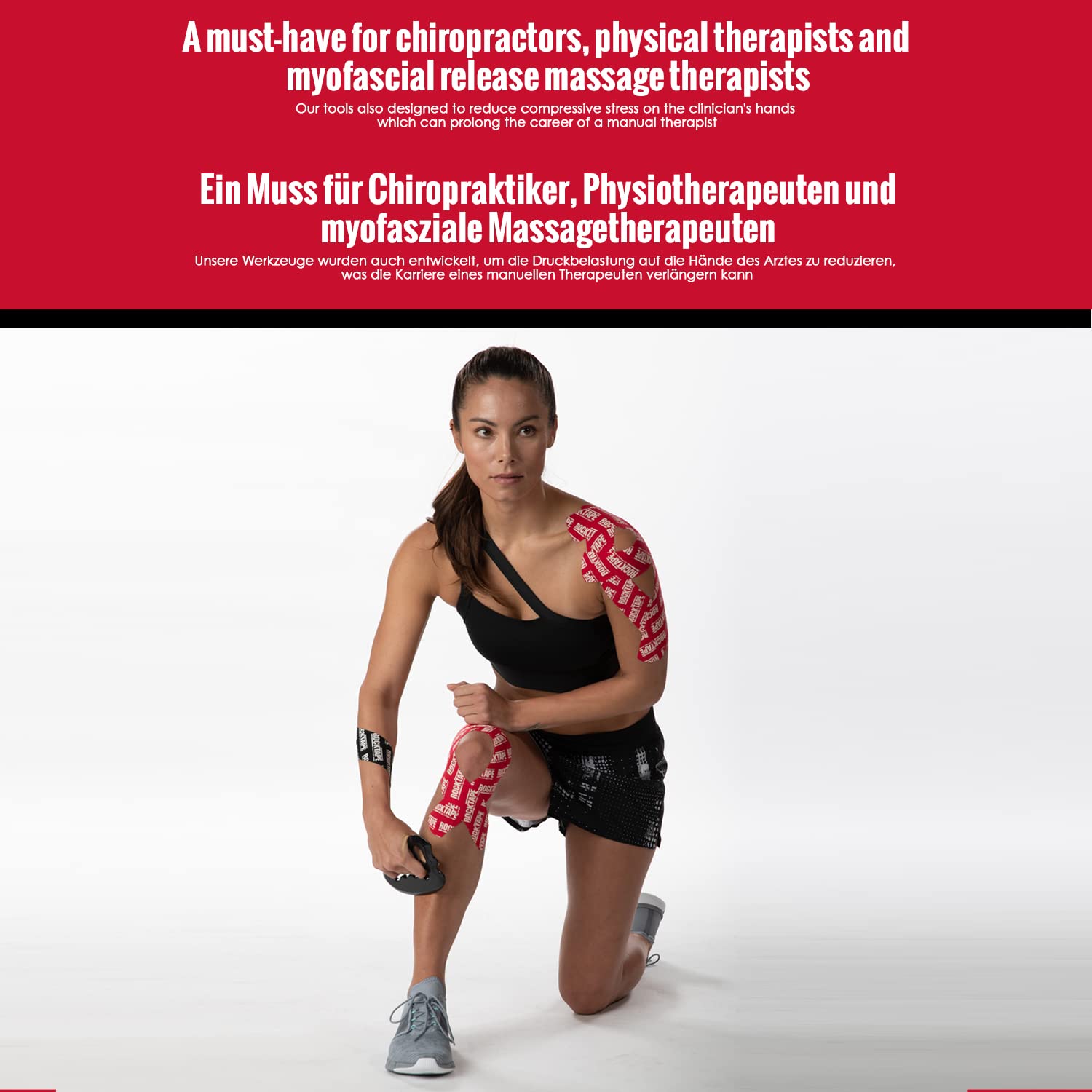 RockTape RockBlades IASTM Physical Therapy Tool Set, Soft Tissue Mobilization, 100% Stainless Steel, Easy Multi-Grip Handle, Multiple Treatment Surfaces, Medical Clinic Use