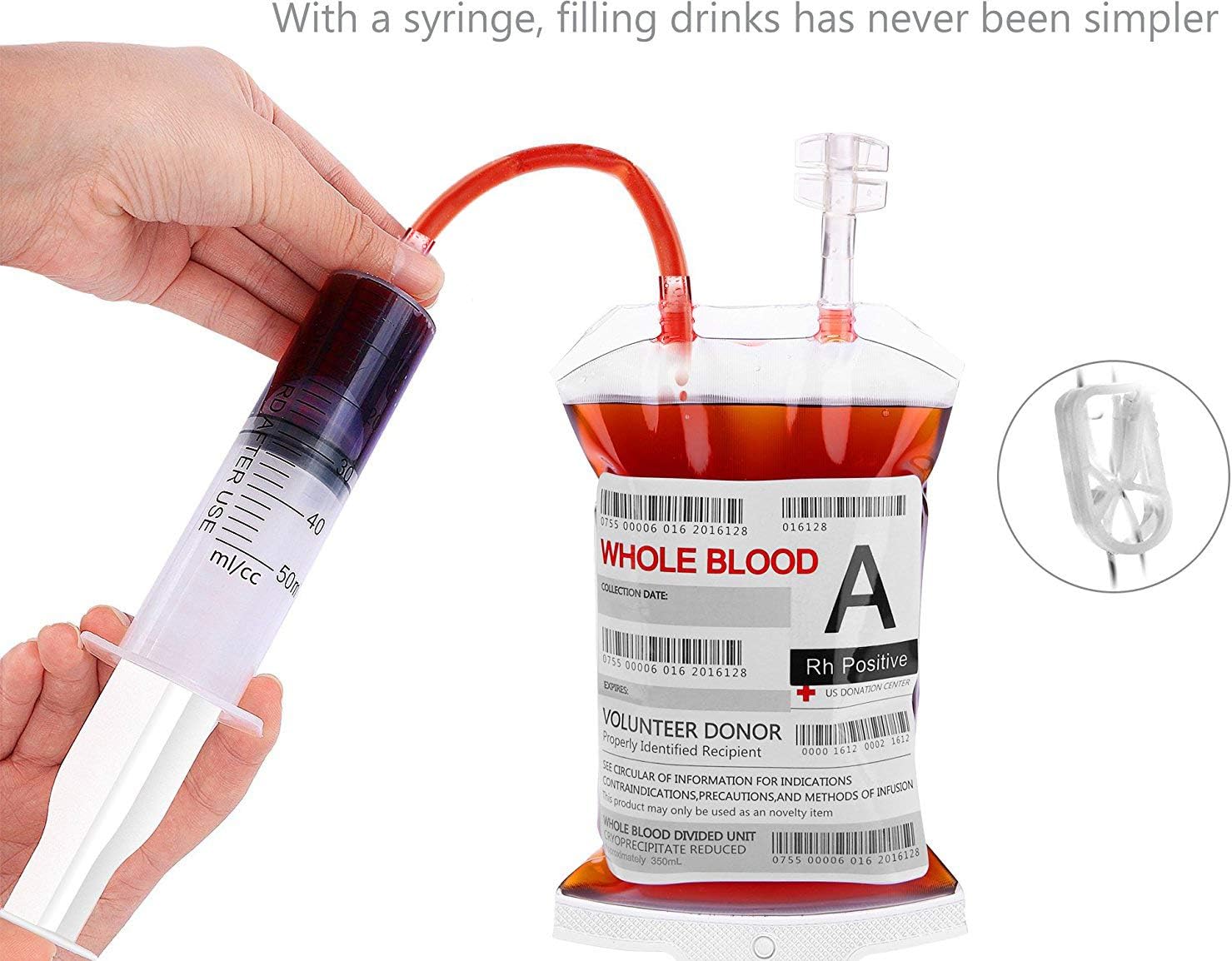 Halloween Party Decorations Blood Bags for Drinks, WYNK 10 Pack IV Bags, 11.5 FL Oz, with Extra Syringe Set of Labels and Clips, Halloween/Vampire/Zombie/Nurse Graduation/Hospital Theme Party Favors: Toys & Games