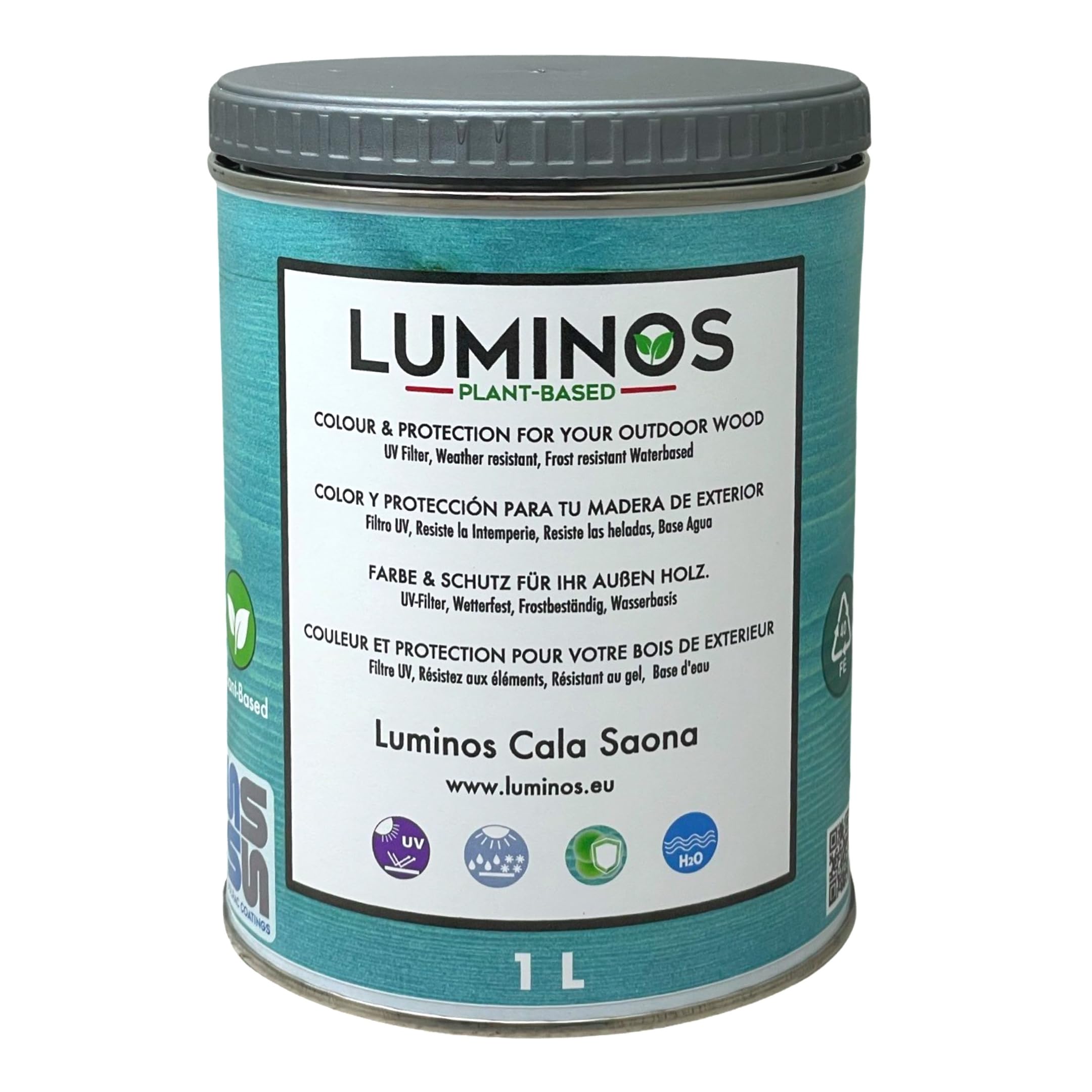 Luminos LUM1103 - CALA SAONA - Water-Based Wood Stain Protector BIO - Turquoise 1L