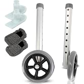 Vive Walker Wheels, Ski Glides, Accessories Covers for Seniors (6 PCS) | Replacement Feet Parts Ball Set for Folding Medical Roller Safety- Front, Back Stability 5" Rubber, Bariatric - Universal