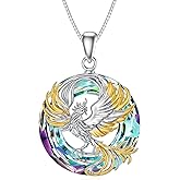 POTOPYY Phoenix Necklace 925 Sterling Silver Crystal Necklace Pendant Phoenix Rising Jewelry Christmas Gifts for Women