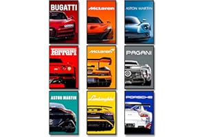 dazongweihan 9pcs Super Car Posters for Boys Room, Racing Car Wall Art for Men Guys, Sports Car Wall Decor, Race Cars Pictures Wall Decor for Bedroom Dorm Man Cave (Unframe,8x12inch) (T1)