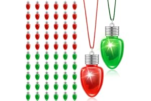 Yinkin 30 Pcs Christmas Light up Necklace for Adults Flashing Necklaces Christmas Accessory for Xmas Party Favors Stocking Stuffers Christmas Ornaments Decoration Party Supplies (Bulb)