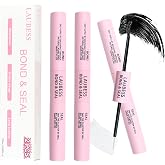 Lash Bond and Seal Waterproof 2Pcs LAUBESS Lash Glue for Eyelash Clusters 2 in 1 Lash Cluster Glue Adhesive Eyelash Glue Home Use Strong Hold 72H 10ml*2