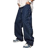 Y2k Baggy Jeans Mens Denim Jeans Wide Leg Pants Hip Hop Skater Jeans Oversized Vintage Streetwear
