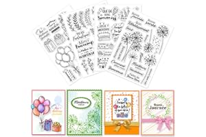 GLOBLELAND 4 Sheets French Birthday Greetings Clear Stamps for DIY Scrapbooking Wreath and Dandelion Silicone Clear Stamp Sea