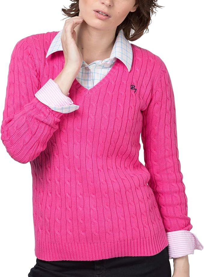 Rydale Ladies Cable Knit V Neck Sweater Amazon.co.uk Clothing
