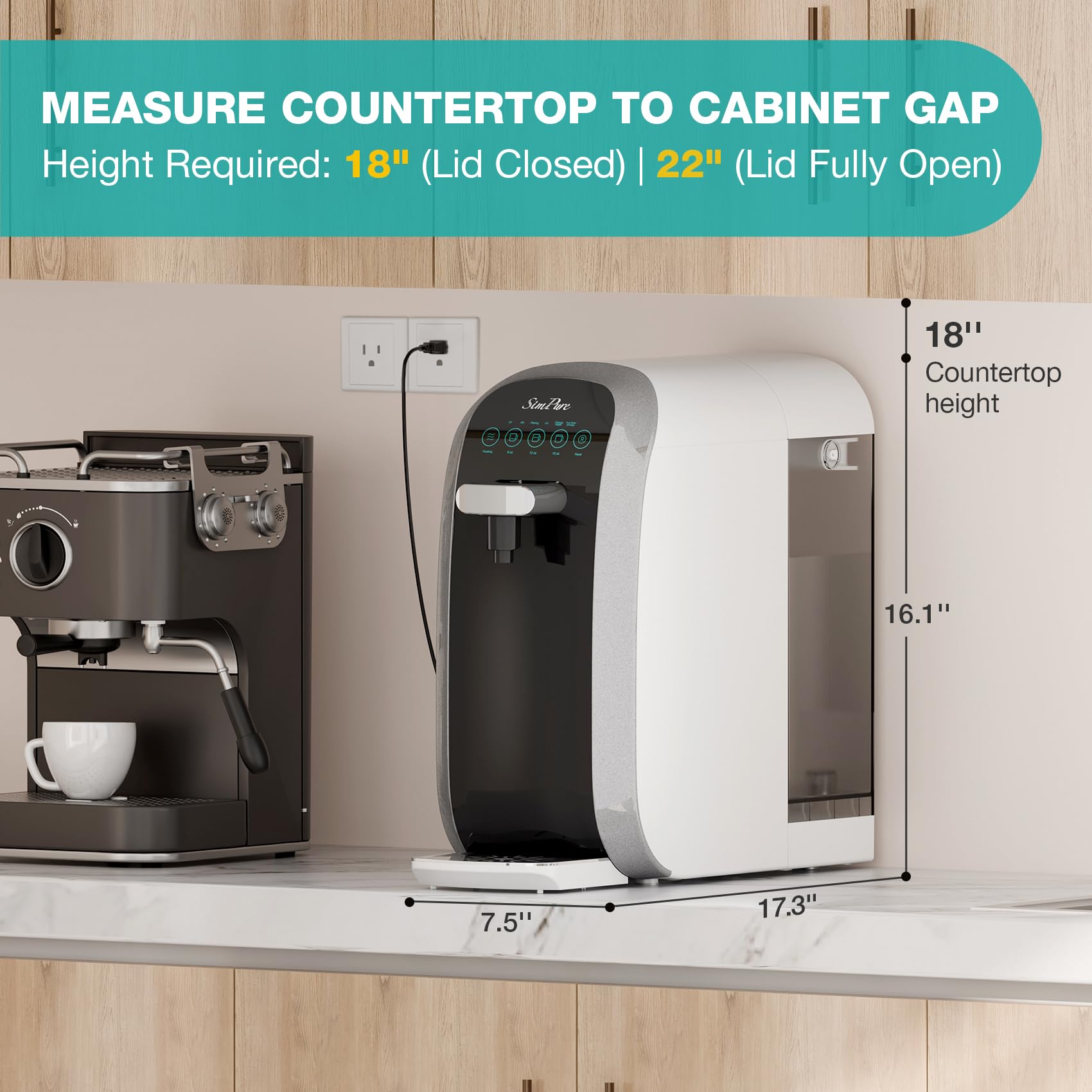 SimPure Y7P-BW UV Countertop Reverse Osmosis Water Filter, NSF/ANSI 58 Certified, 5 Stage RO Water Filtration System, Water Purifier for Home, 4: 1 Pure to Drain, BPA Free (No Installation Required)