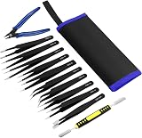 Ainiv Precision Tweezers Set 11Pcs Anti-Static ESD with Micro Wire Cutter view 8