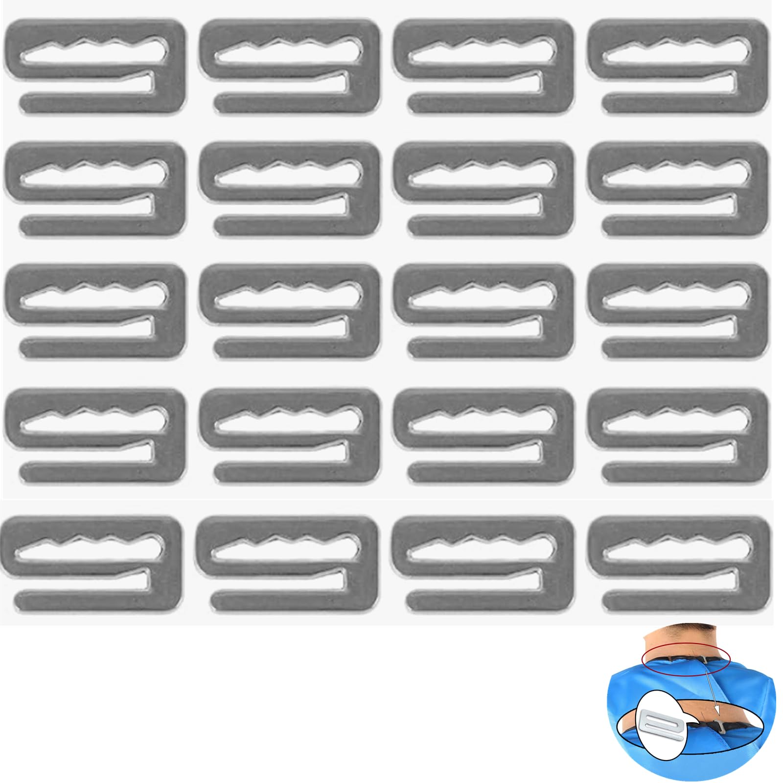 View 1 of 20 Pcs Barber Cape Clip, Metal Barber Cape Buckle Barber Cape Hooks Replacement Barber Cape Strap Hook Barber Cape Adjuster Fixing Clip for Barber Cape