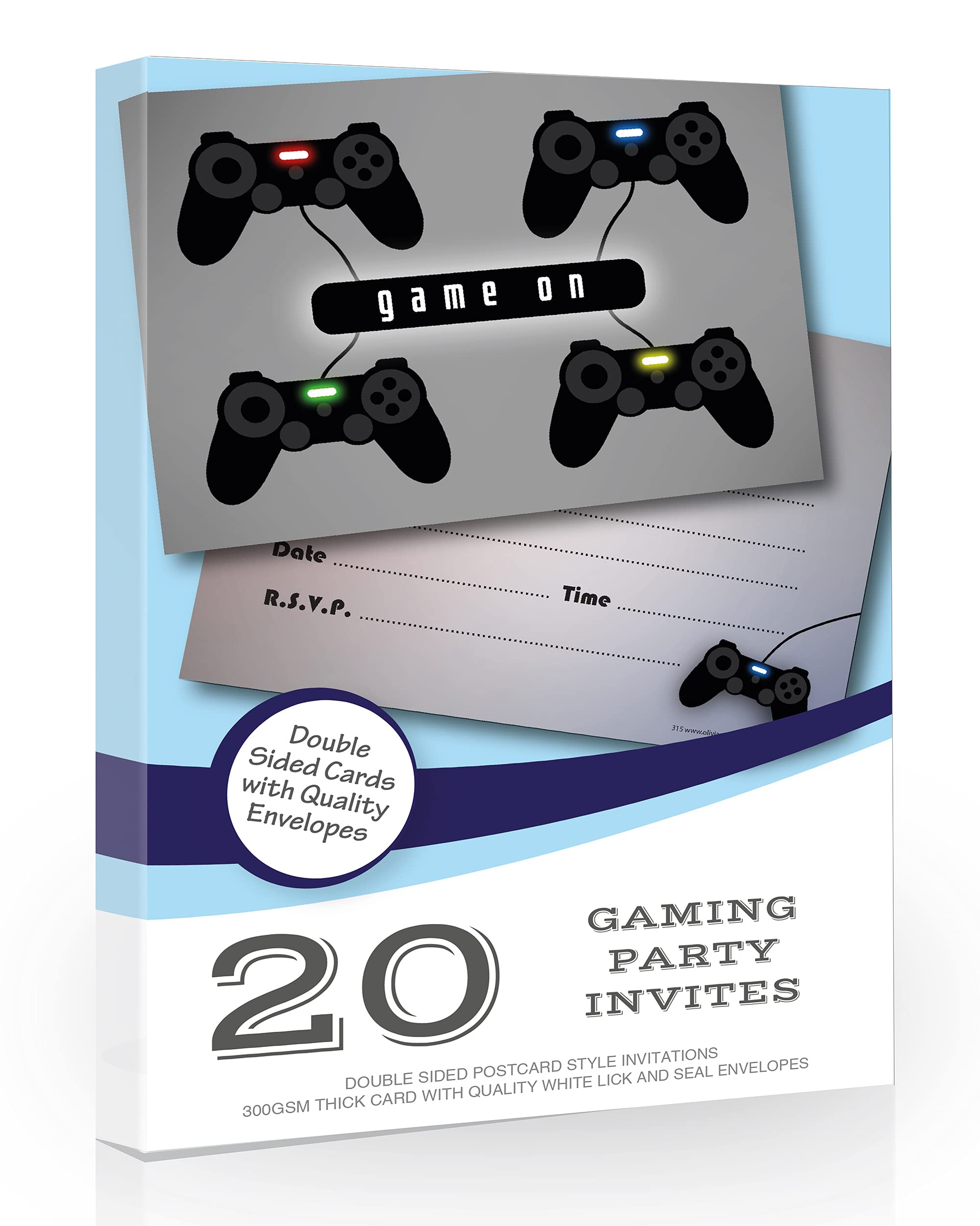 Olivia Samuel 20 x Gaming Party Invites from Ready to Write Invitations with envelopes.