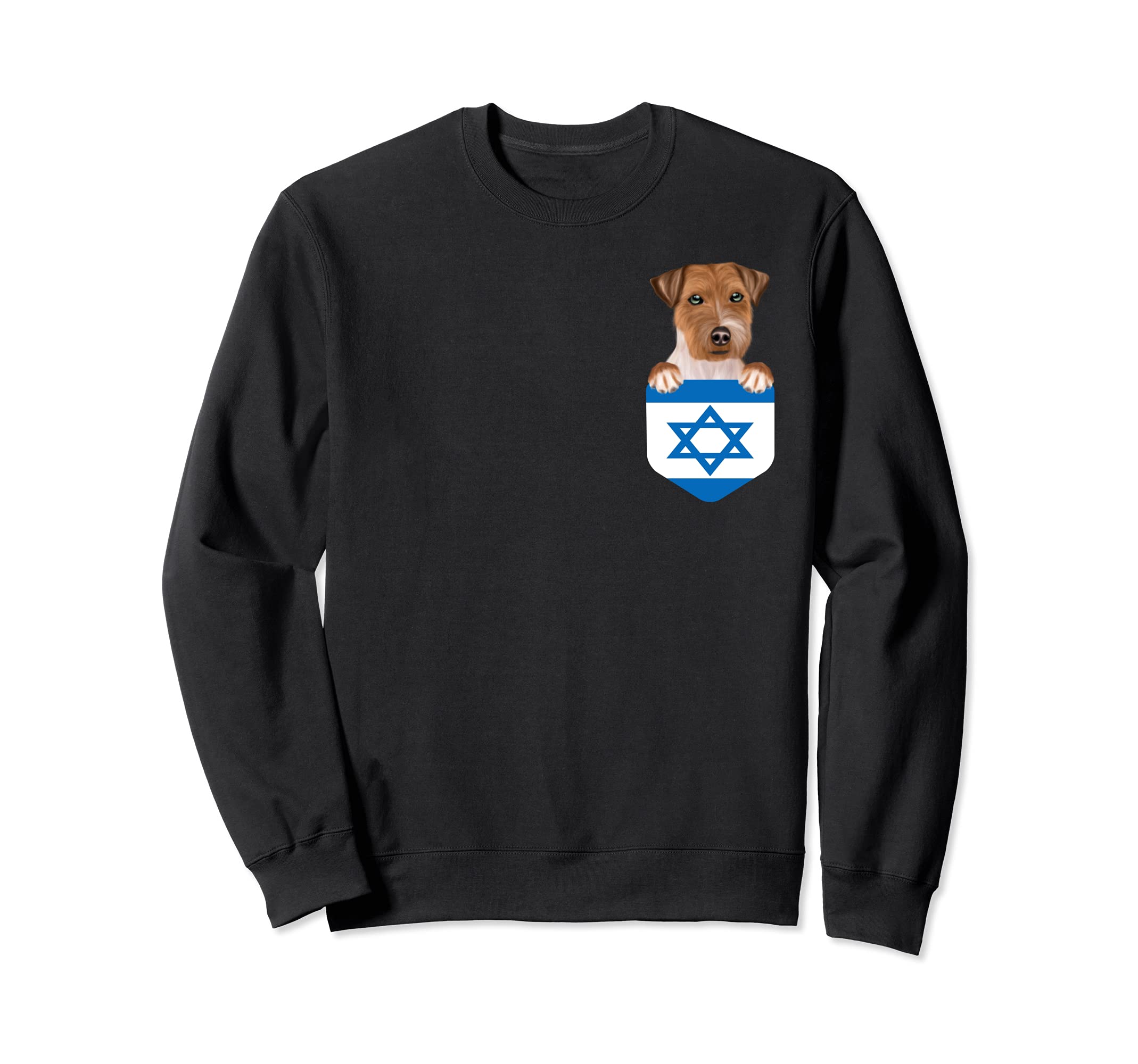 Israel Flag Russell Terrier Dog In Pocket Sweatshirt