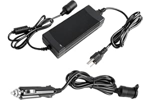 LONGSURE AC to DC Converter, 110V-240V to 12V/15A 180W, Car Cigarette Lighter Socket AC/DC Power Supply Replacement with Extension Cord, Fit for Car Inflator, Car Vacuum, Car Refrigerator