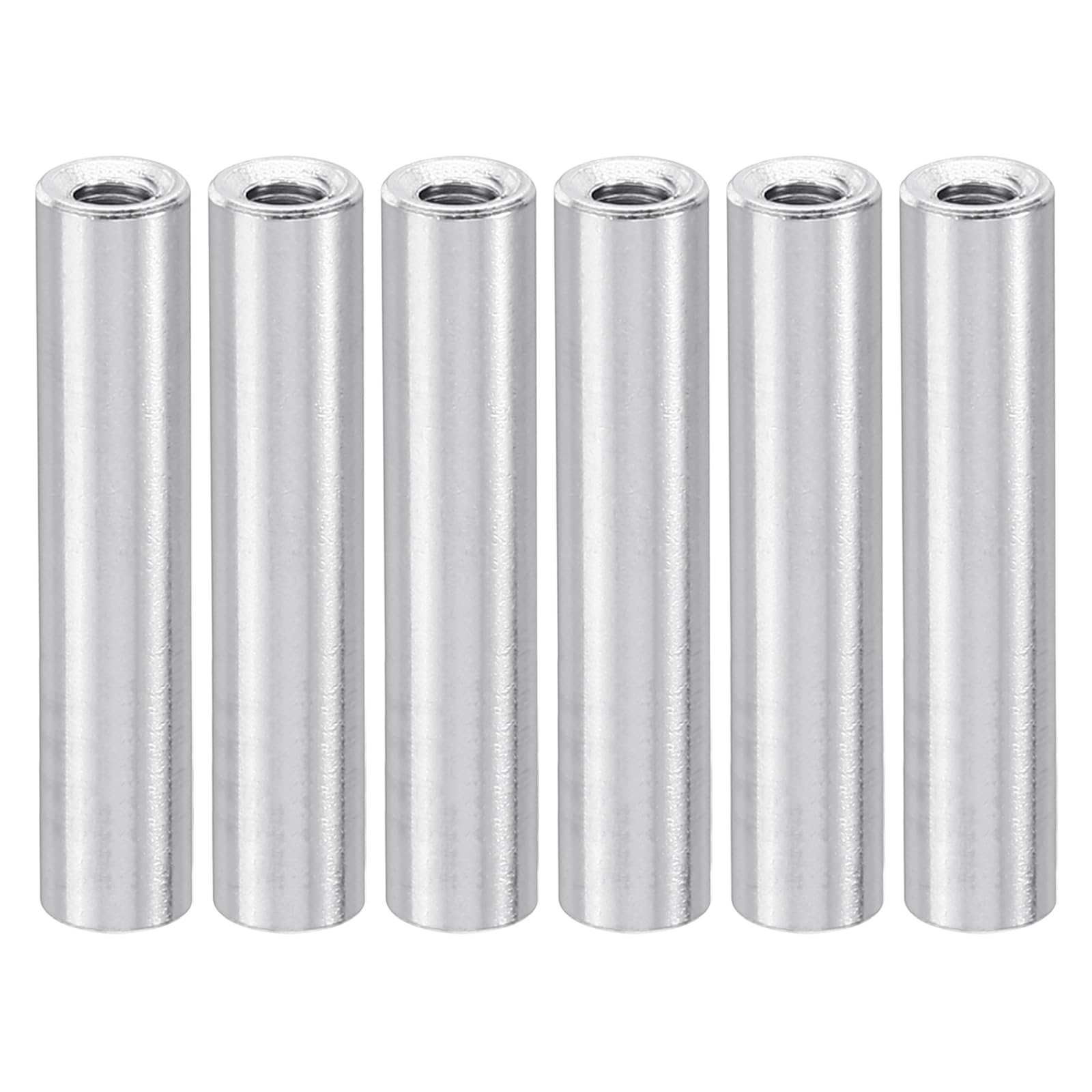 PATIKIL 12pcs M3 Metal Threaded Standoff Spacer Nuts, Round Aluminum Spacers Female Coupling Screws, 1/8" ID x 3/16" OD, Silver 3x5x30mm