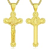 AEONSLOVE 925 Sterling Silver Saint Benedict/St Michael/Cruz de Caravaca Pendant Necklace Religious Gifts for Women Men