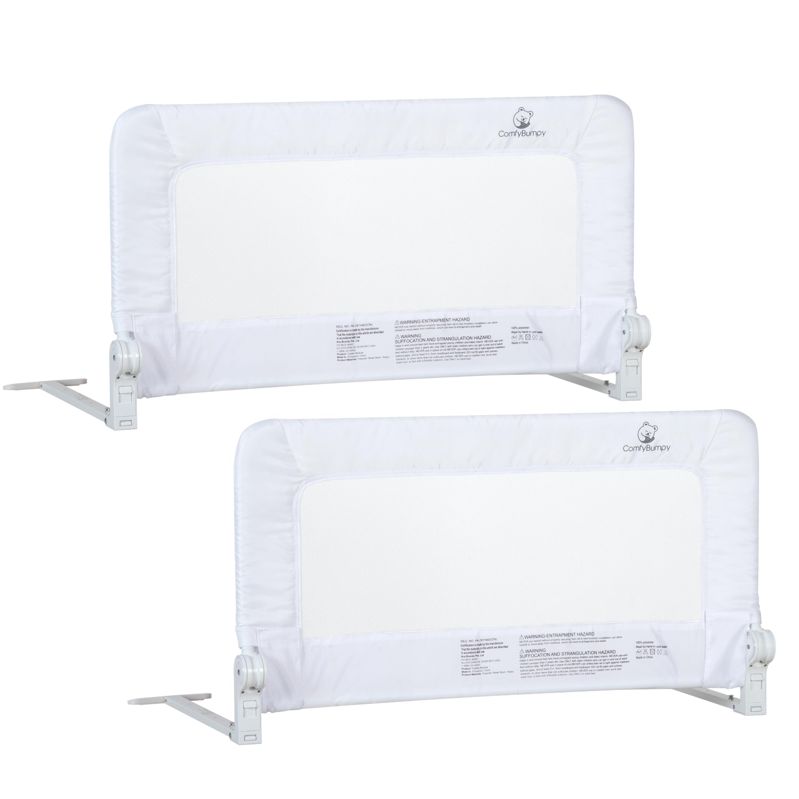 Photo 1 of ComfyBumpy 2-Pack Bed Rail for Toddlers 35.5" L x 19.5" H | Toddler Bed Rails for Twin, Full & Toddler Mattress Size | Swing Down Rail Guard | Mattress Side Rail for Kids | White