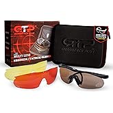 GuardTech Plus Shooting Glasses for Men and Women - ANSI Z87.1 Interchangeable Eye Protection - Shooting Safety Gear - 100% UV, Anti-Fog, Anti-Scratch Swappable Lenses Firing Range Glasses