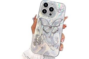 I-MGAE-IN-AR Compact Case for iPhone 16 Pro Max Shiny Silver Butterfly Design,Cute Trendy Soft Slim TPU Shockproof Protective Phone Cases Cover for Women Girls Aesthetic Glitter