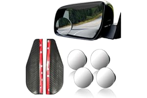 RECSEUP 4PCS Blind Spot Mirror, HD Glass Frameless Convex Rear View Mirrors with 2PCS Mirror Rain Visor Eyebrow, 360°Adjustab