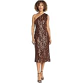 Maggy London Womens Women's One-Shoulder Sequin Midi Dress - Elegant Fitted Silhouette - Special Occasion Cocktail Dress