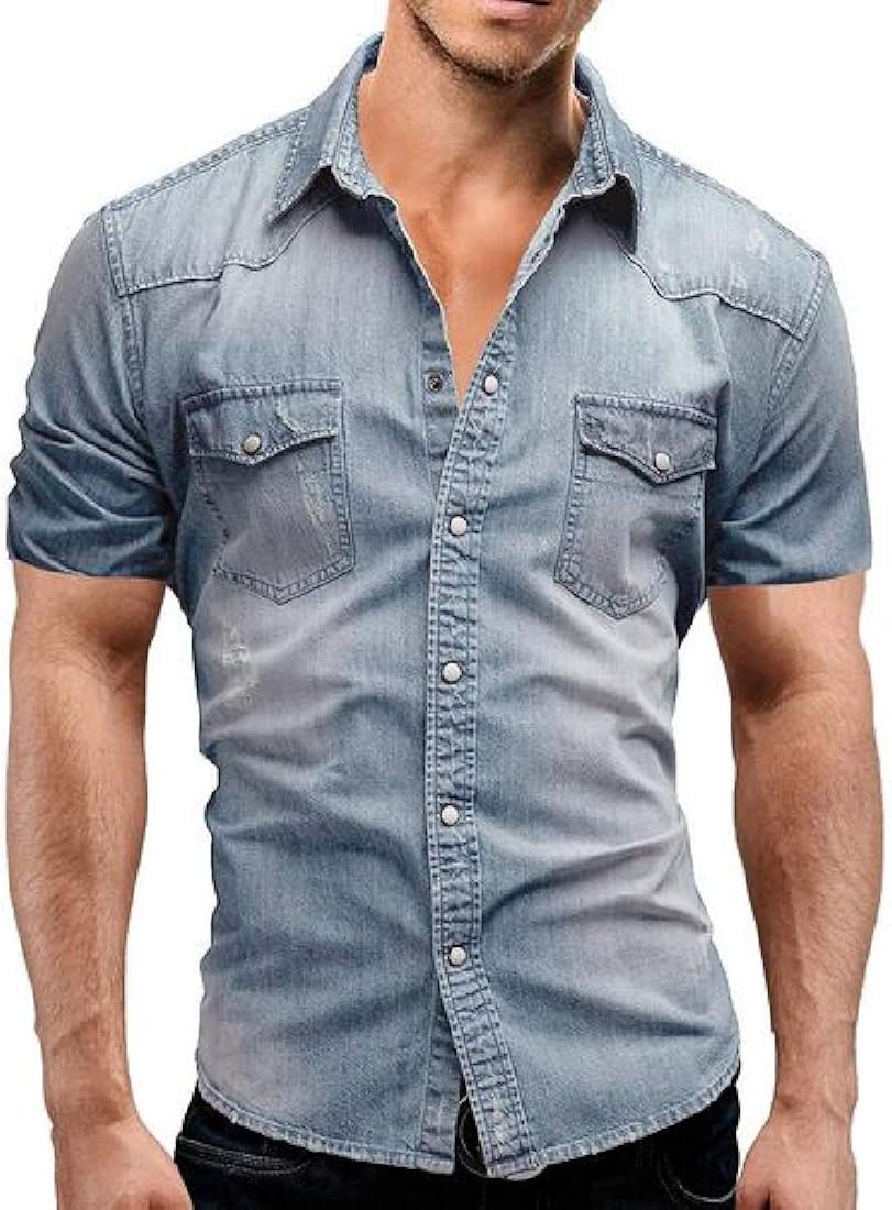 pipigo Mens Summer Button Down Dress 