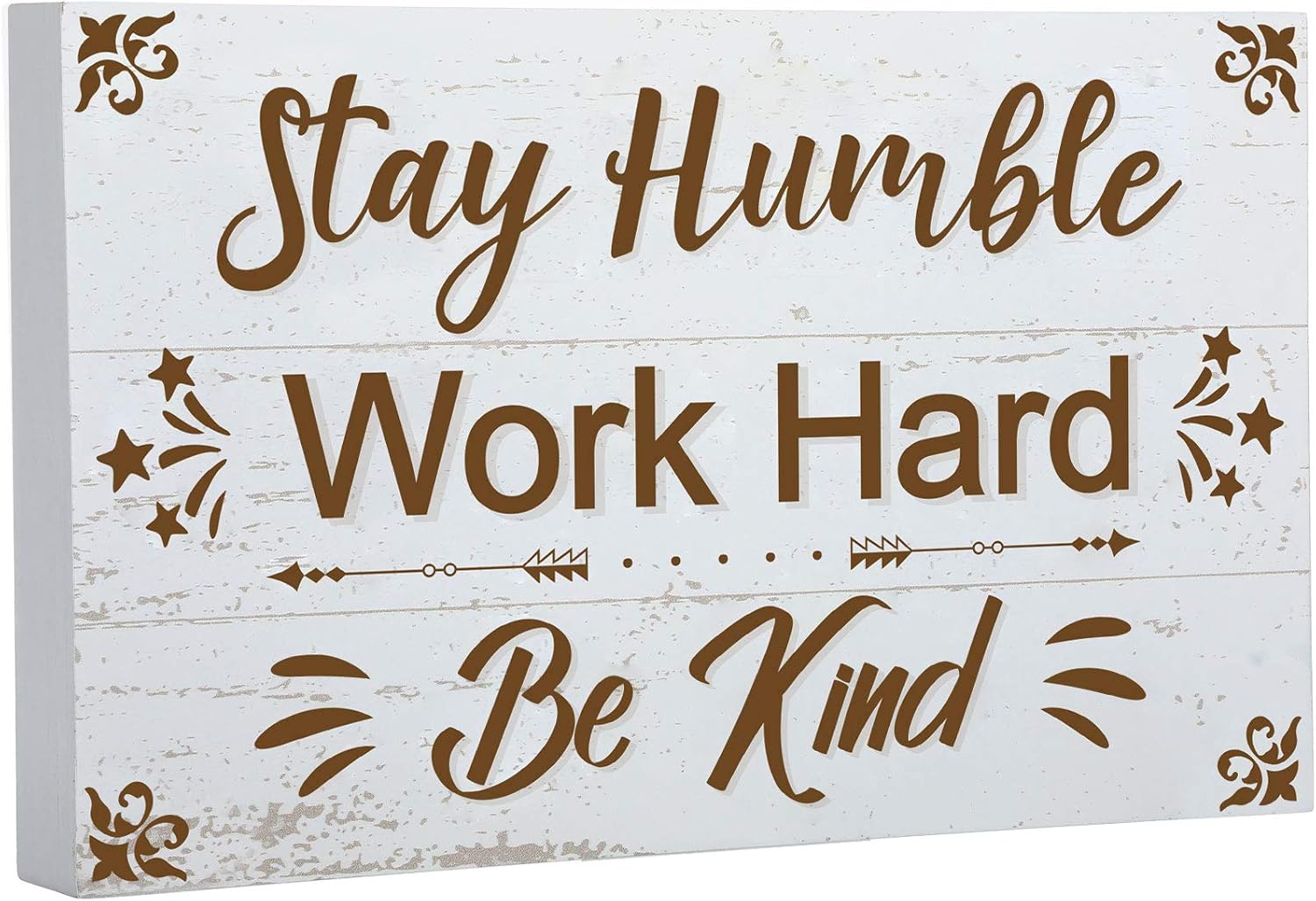 7.87 Inch Stay Humble Wooden Box Sign Motivational Sign Inspirational Letter Sign Wood Block Plaque Desktop Table Decoration Home Room Wall Decor