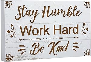 7.87 Inch Stay Humble Wooden Box Sign Motivational Sign Inspirational Letter Sign Wood Block Plaque Desktop Table Decoration Home Room Wall Decor
