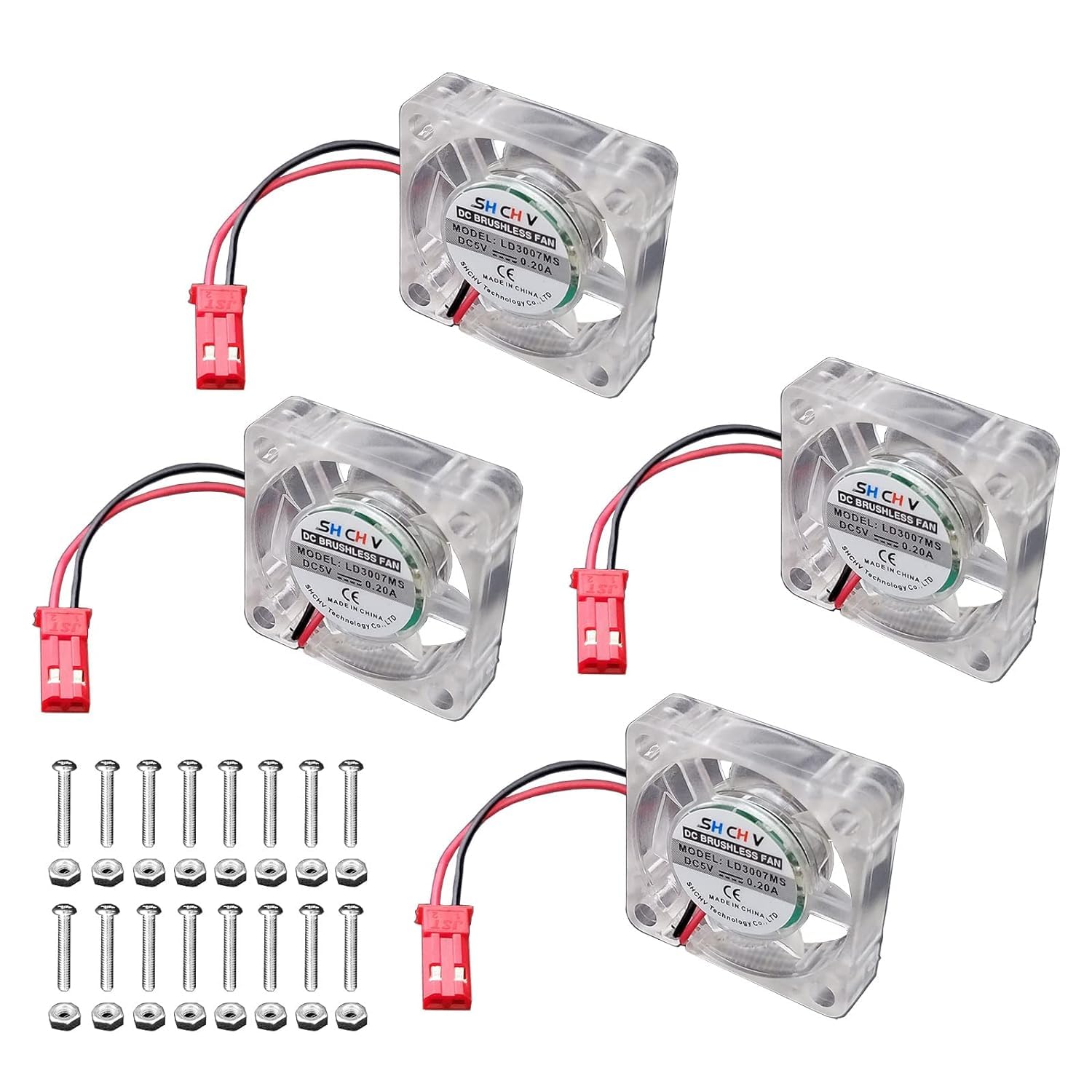 4X DC 5V 0.25A Cooling Radiator Fans 30x30mm LED Blue Light Brushless CPU Heat Cooler 2-Pin Connector Compatible w/Raspberry Pi 4