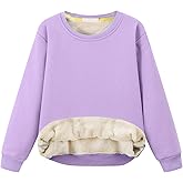 Girls Sweatshirt Kids Fleece Lined Sweatshirts Winter Warm Sherpa Crewneck Pullover