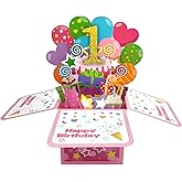 ZOOYOO Happy 1st Birthday Card,3D Pop Up First Birthday Greeting Card for Baby Gril,Daughter,Granddaughther,Niece with 1 Envelop,1 Message Card(Pink)