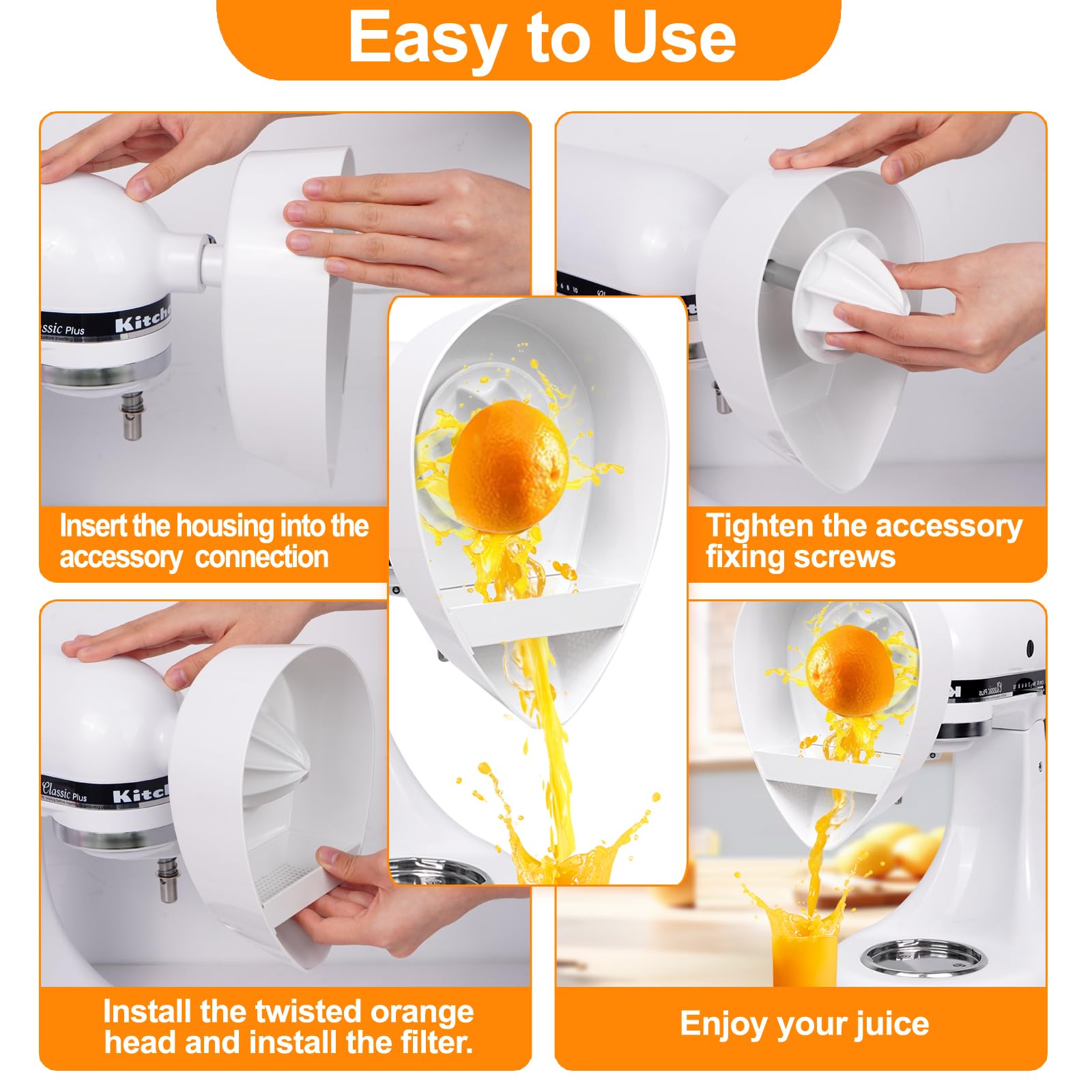 Juicer Attachment Compatible with KitchenAid Stand Mixer (White)