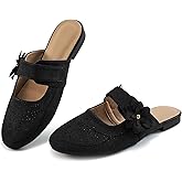 Aomigoct Mules for Woman Flats Comfortable: Round Toe Slip On Womens Mules Casual Fashion Work Shoes