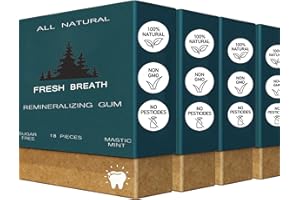 ZOTREVAL Underbrush Remineralizing Chewing Gum, 4 Pack Mastic Mint Remineralizing Gum with Nano-Hydroxyapatite for Teeth and Gum Protection, Sugar-Free Organic Gum for Teeth & Gum Health