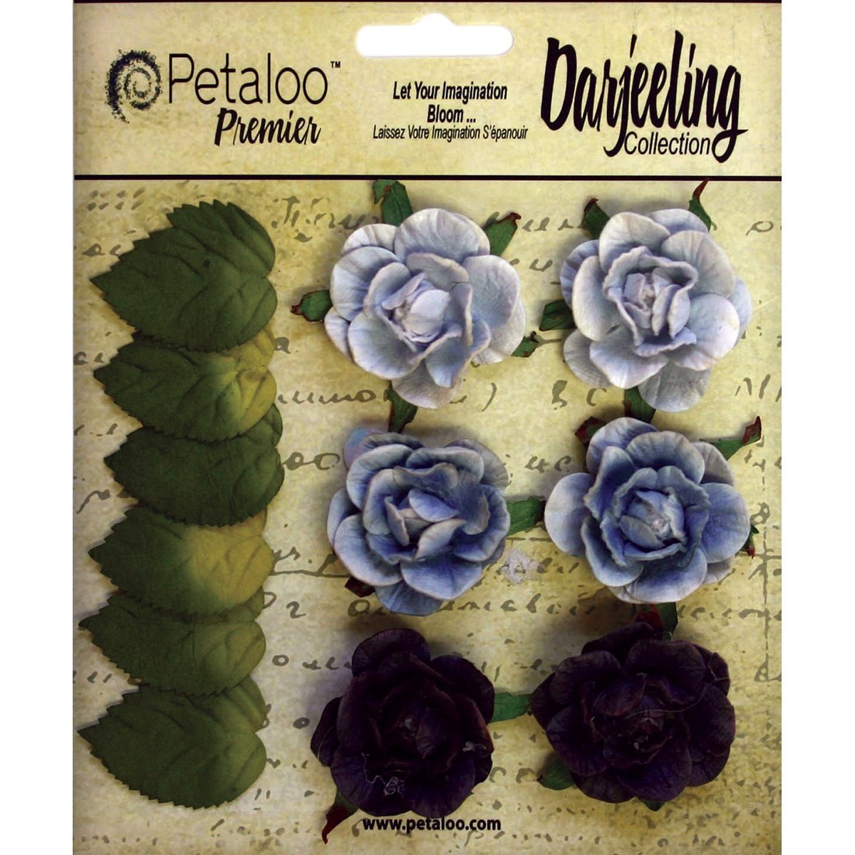 Petaloo Darjeeling Garden Rosettes 1.5-inch Blue, Acrylic, Multicoloured, 4.4 x 3.9 x 0.48 cm