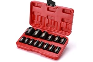 EMENTOL 14 PCS 1/2" Drive Standard Impact Socket Set, Metric, CR-V, 1/2-Inch Drive Shallow Impact Socket Set, 11mm - 32mm