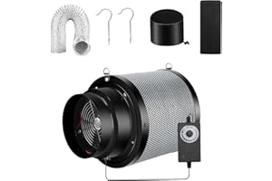 MELONFARM Air Filtration Kit 6", Built-in 14cm Fan Low Nois Carbon Filter with 12-Speed Controller, 8' Ducting, Cooling & Ventilation System for Grow Tents, Indoor Gardening, Hydroponics
