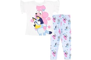 Bluey Girls T-Shirt and Leggings Outfit Set Toddler to Big Kid Sizes (2T - 10-12)