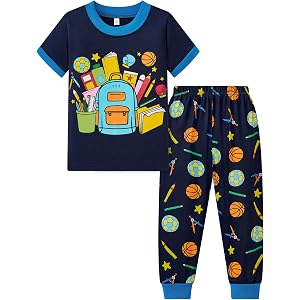 Popshion Boys Pajamas 100% Cotton Planet Pjs Toddler 2 Piece Sleepwear Kids Clothes Set Size 3t -10t