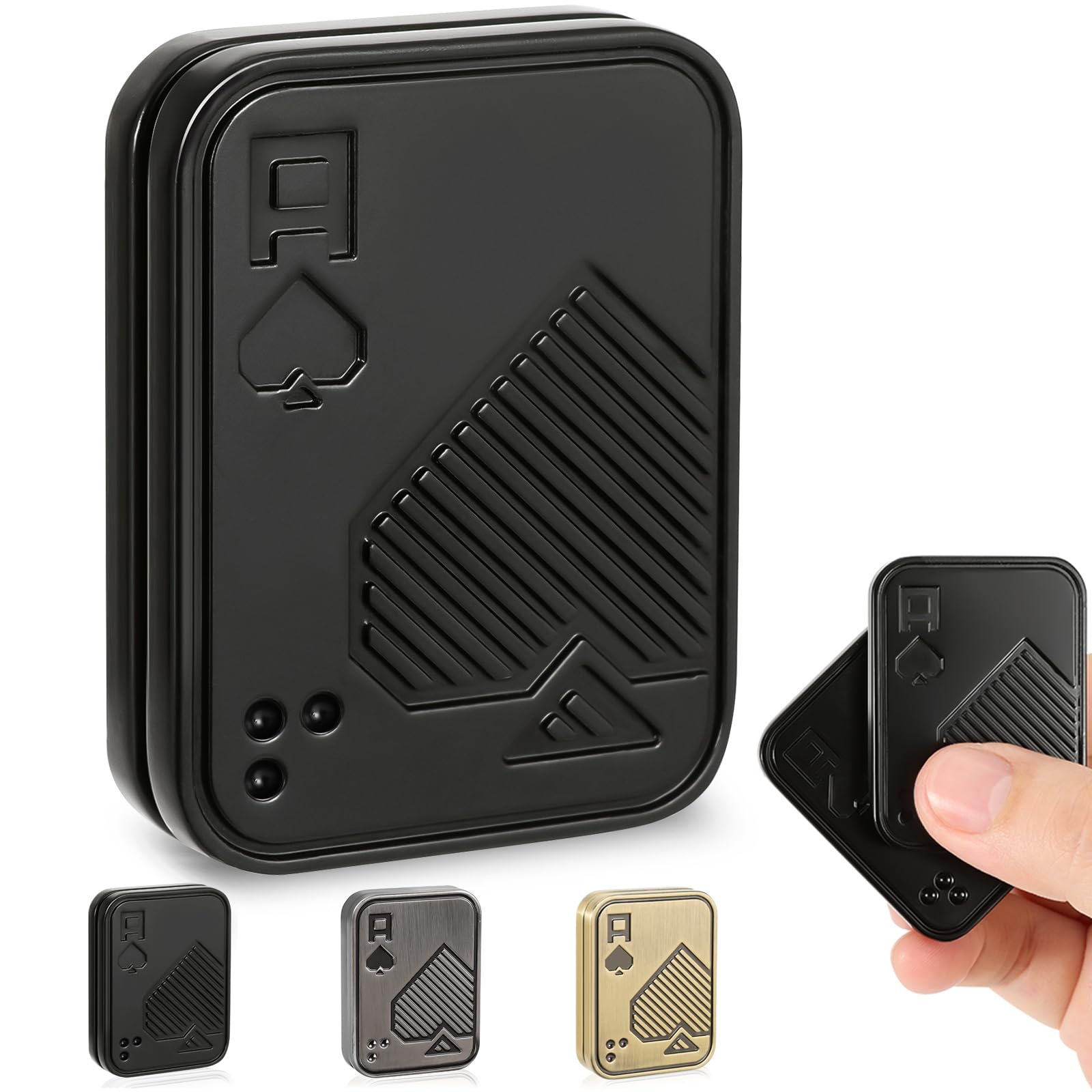 Sunny Power Metal Poker Fidget Slider for Adults, Metal Poker Push Card EDC Fidget Toys, Portable Stress Relief Toy, Magnetic Slider Anxiety Reducer Gift for Boyfriend Sensory Toy for Men and Women