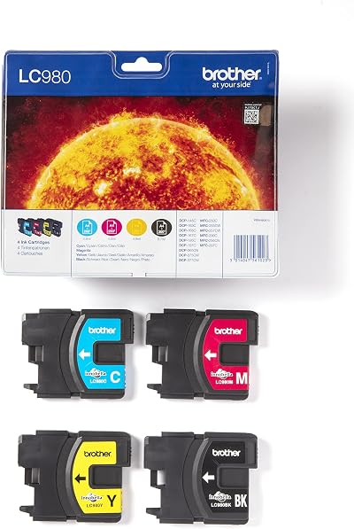 Brother LC980 Ink Cartridge Black Yellow Cyan Magenta 4 Pack Inkjet
